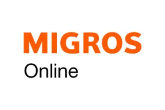 Hinweis auf Online-Bestellmöglichkeit beim Supermarkt Migros.