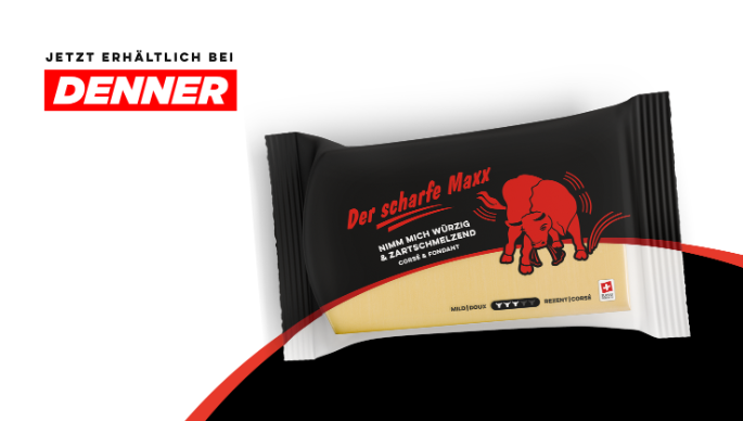 «Der scharfe Maxx» Käseportion ist neu bei Denner im Käseregal