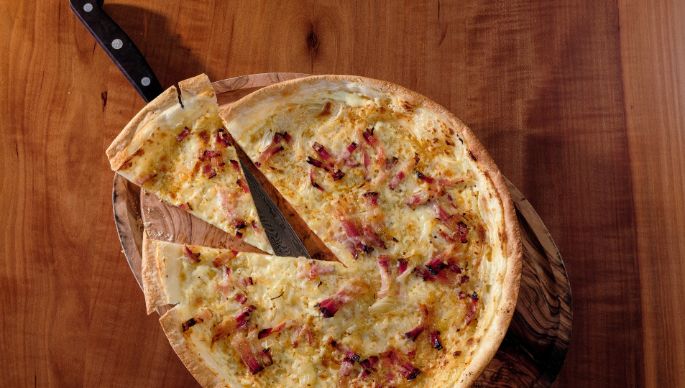 Käsegericht vom Bodensee, Flammkuchen mit Bodenseekäse