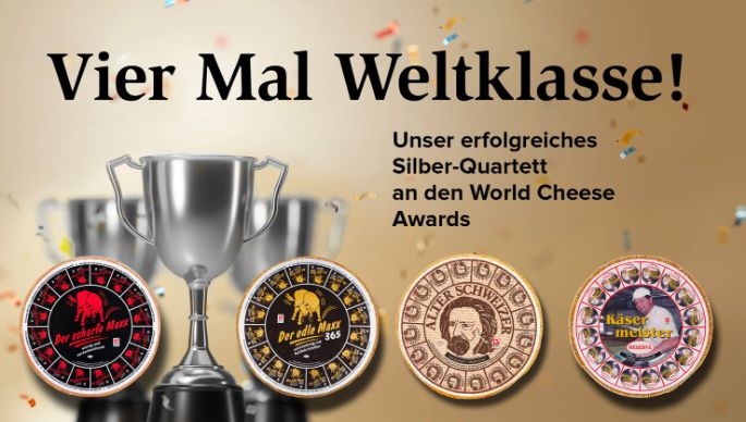 Diese Käse-Labels der Käserei Studer haben bei den World Cheese Awards gewonnen.