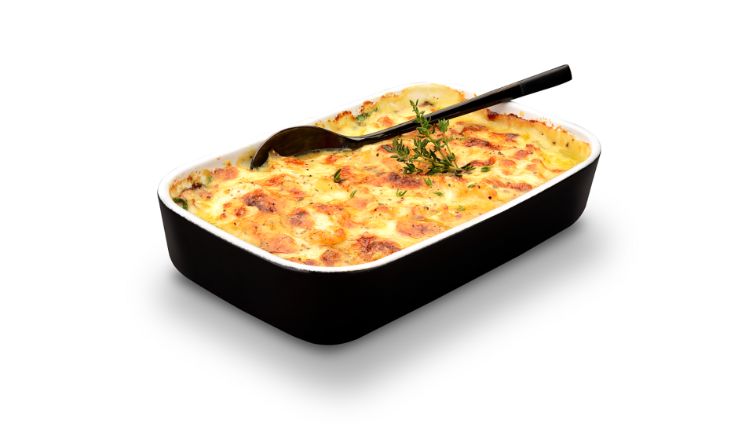 Gericht mit Käse, Zucchetti-Kabeljau-Lasagne