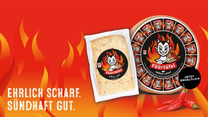 Füürtüfel Käselaib mit Portion - scharfer Käse