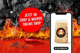 Werbesujet für Füürtüfel Käse, der im Coop &amp; Migros Online-Shop erhältlich ist.