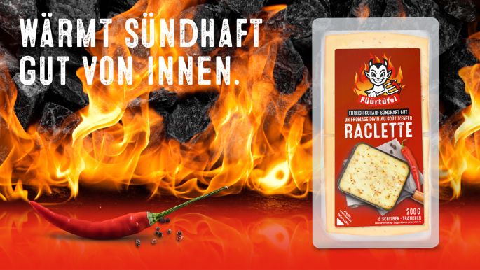 Füürtüfel Raclette Käse für feurig-scharfen Genuss