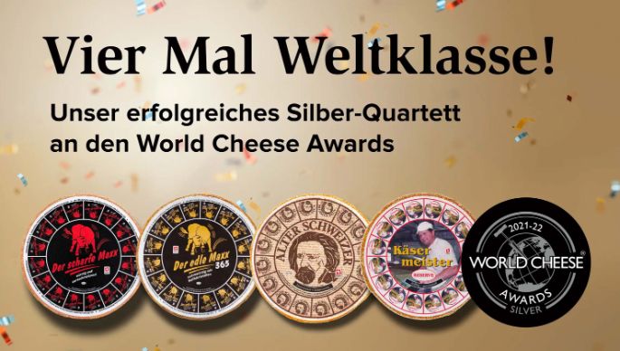 Diese Käse-Labels der Käserei Studer haben bei den World Cheese Awards gewonnen.